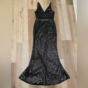 Long Stretchy Sequin Black Dress